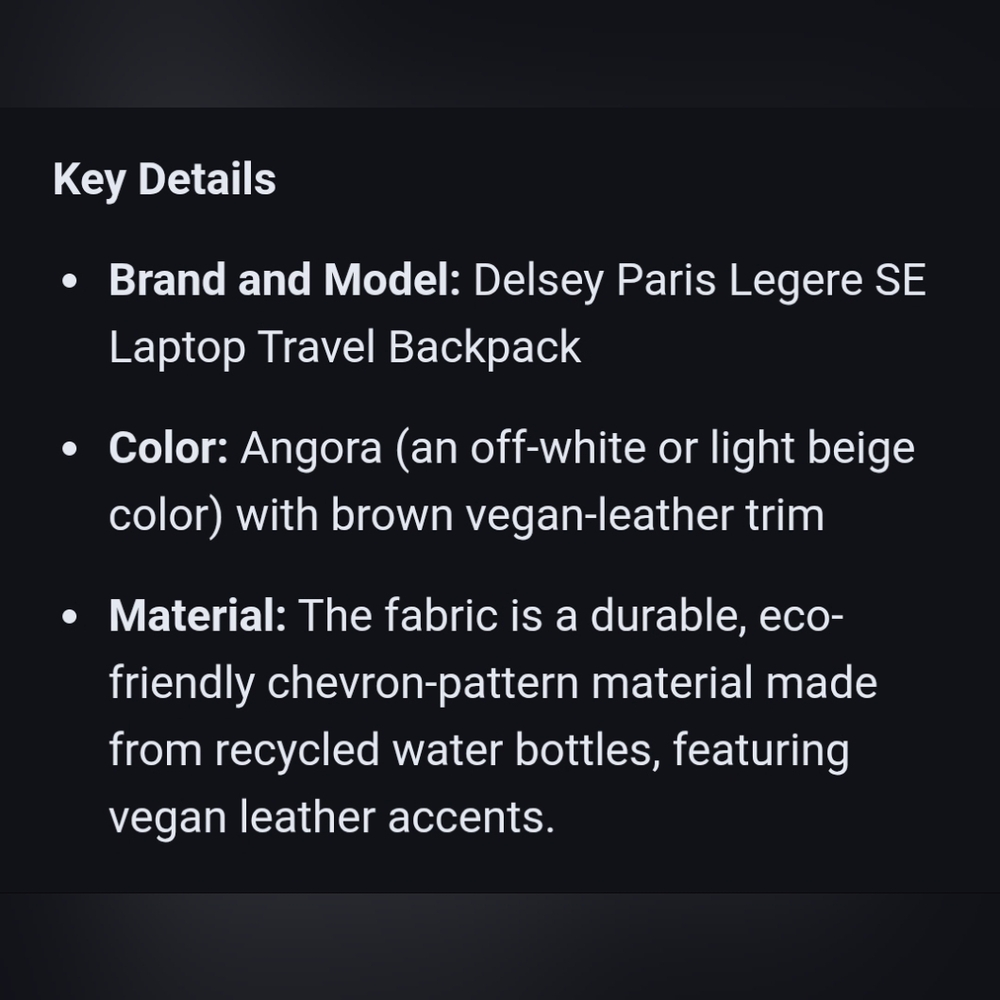 Delsey Paris Legere SE Laptop Travel Backpack - Picture 8 of 10